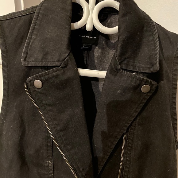 Club Monaco Denim Moto Vest - Picture 2 of 3